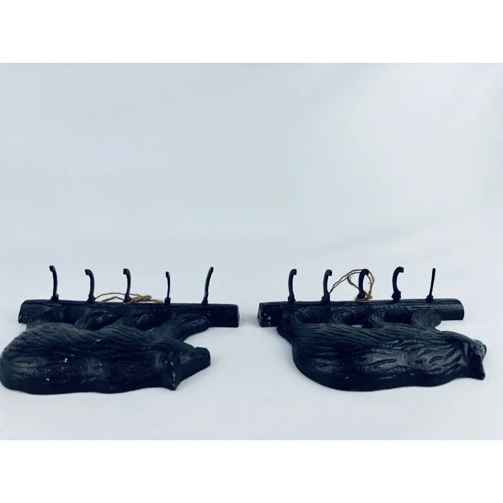 Lot Of 2 Cast Iron Bear Coat - Keys Hanger With 5 Hooks - NWT - Read